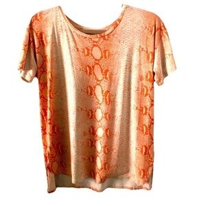 Majestic Filatures Paris Deluxe Orange Python Print T-shirt women’s L